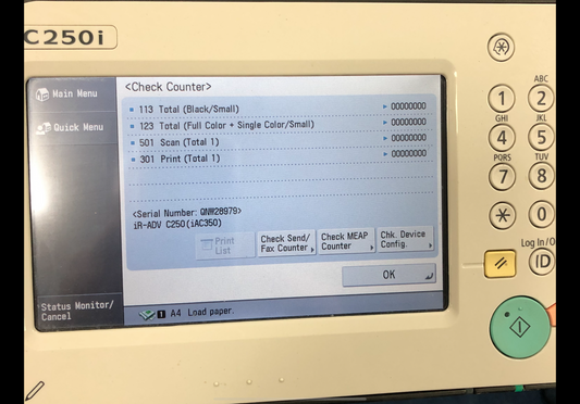 Canon Imagerunner advance c250i Zero Meter Reset